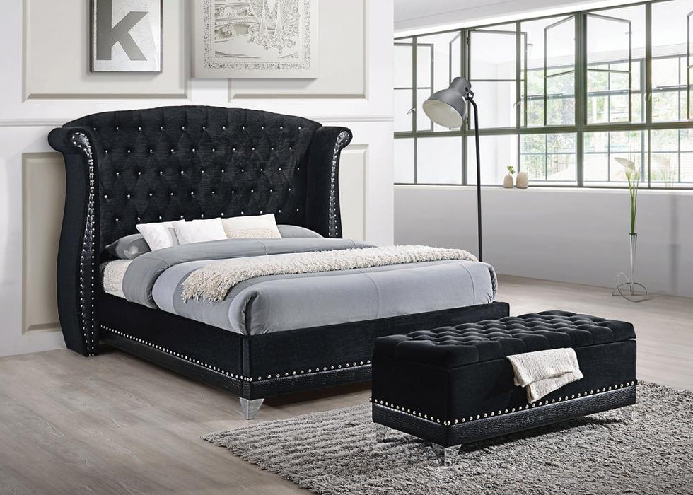 Barzini Queen Tufted Upholstered Bed Black - Evans Furniture (CO)