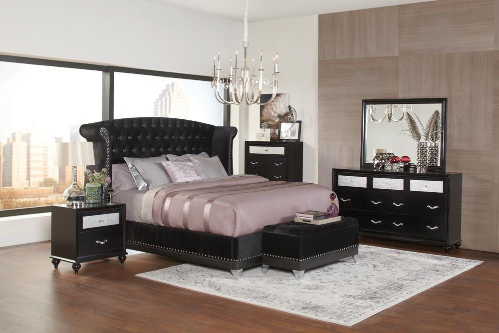 Barzini Queen Tufted Upholstered Bed Black - Evans Furniture (CO)