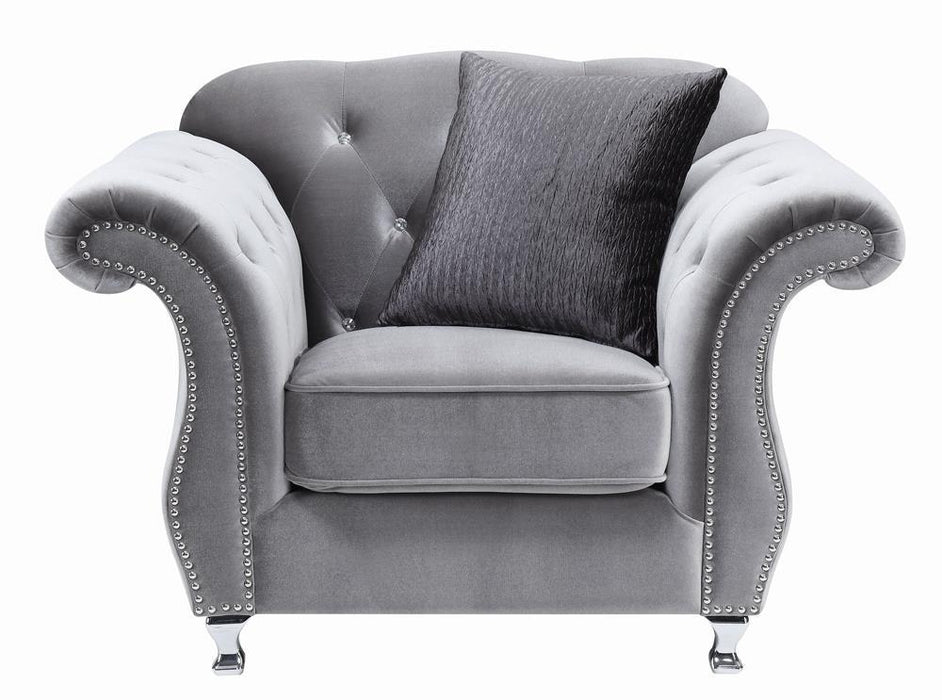 Frostine Button Tufted Chair Silver - Evans Furniture (CO)