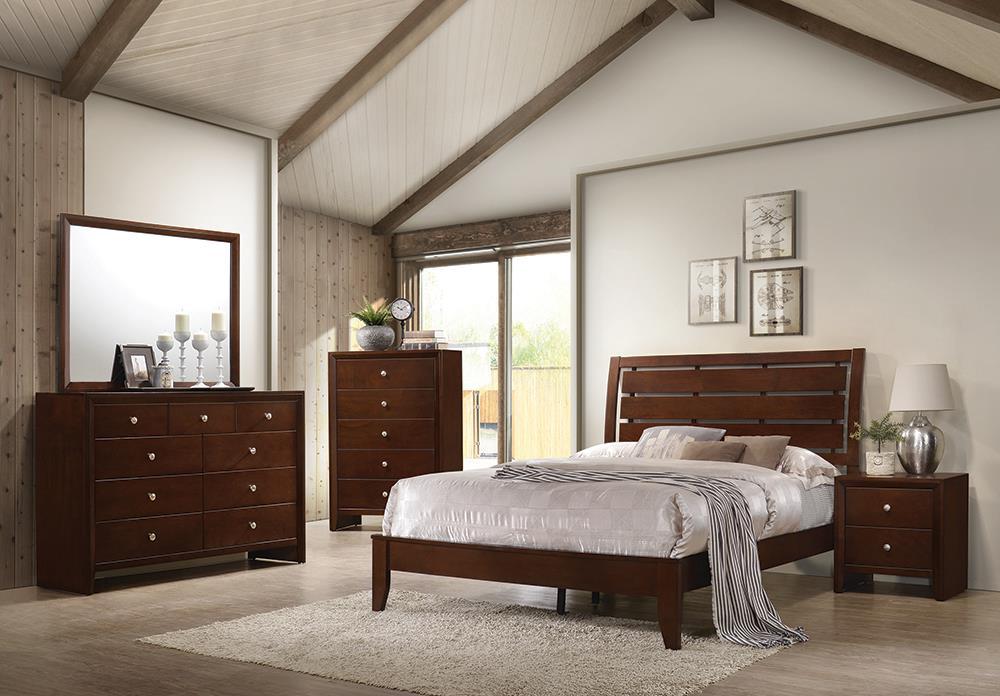Serenity Full Panel Bed with Cut-out Headboard Rich Merlot - Evans Furniture (CO)