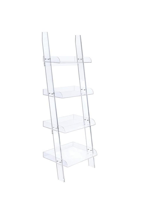 Amaturo 4-shelf Ladder Bookcase Clear - Evans Furniture (CO)