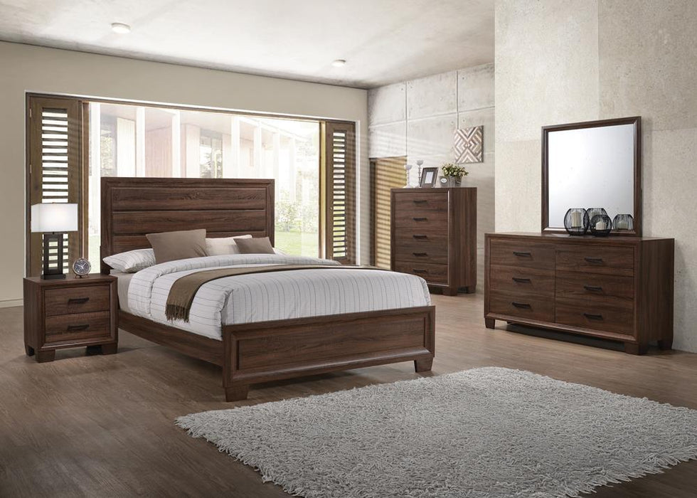 Brandon Eastern King Panel Bed Medium Warm Brown - Evans Furniture (CO)