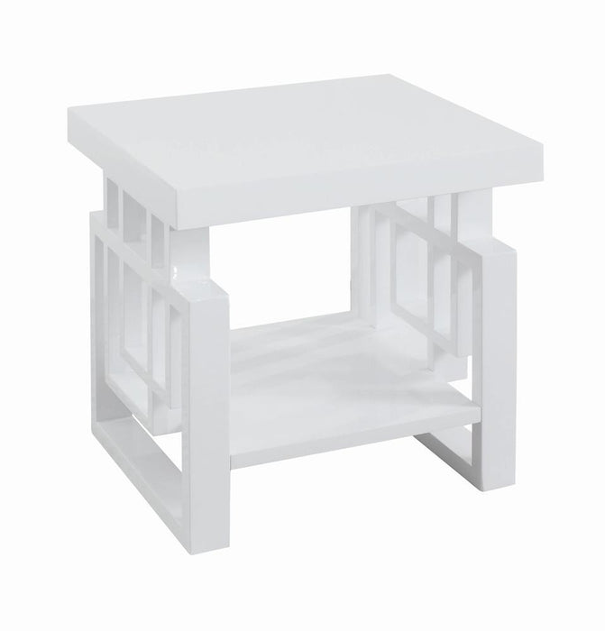 Schmitt Rectangular End Table High Glossy White - Evans Furniture (CO)