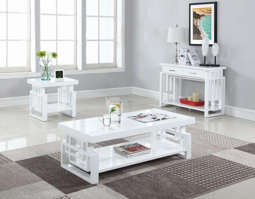 Schmitt Rectangular End Table High Glossy White - Evans Furniture (CO)