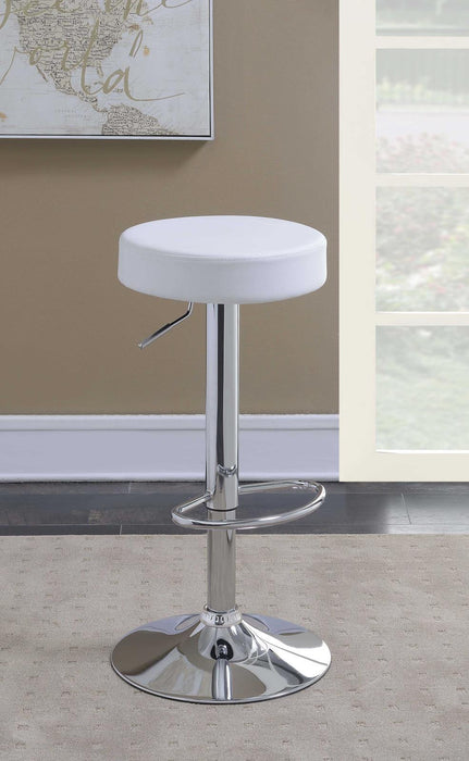 Ramses Adjustable Backless Bar Stool Chrome and White - Evans Furniture (CO)