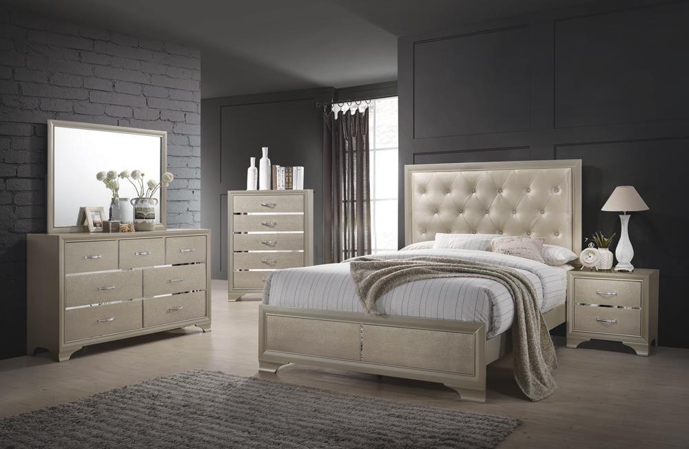 Beaumont Upholstered Eastern King Bed Champagne - Evans Furniture (CO)