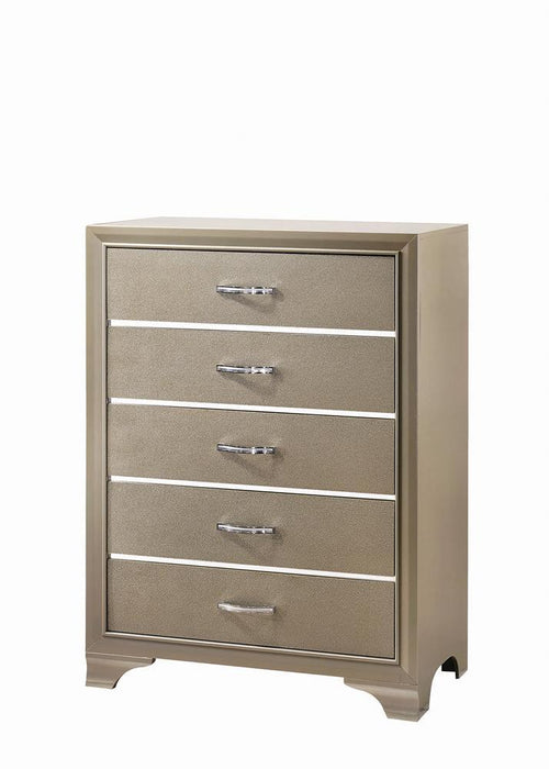Beaumont 5-drawer Rectangular Chest Champagne - Evans Furniture (CO)