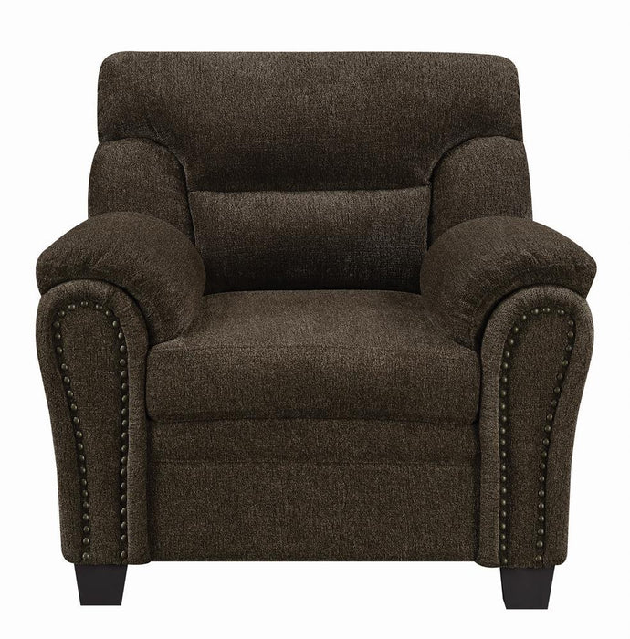 Clementine Upholstered Chair with Nailhead Trim Brown - Evans Furniture (CO)