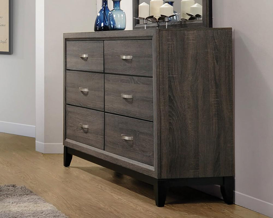 Watson 6-drawer Dresser Grey Oak and Black - Evans Furniture (CO)