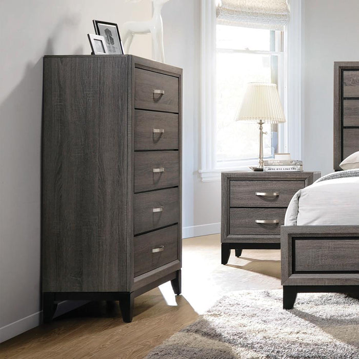 Watson 5-drawer Chest Grey Oak and Black - Evans Furniture (CO)