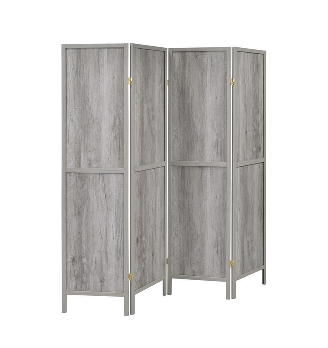 Deepika 4-panel Folding Screen Grey Driftwood - Evans Furniture (CO)