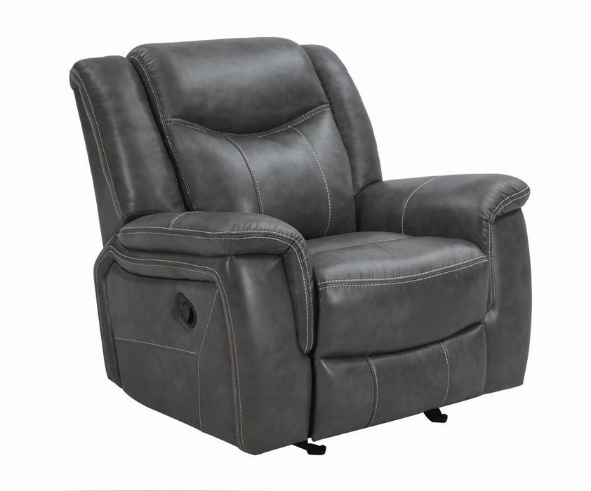 Conrad Upholstered Motion Glider Recliner Grey - Evans Furniture (CO)