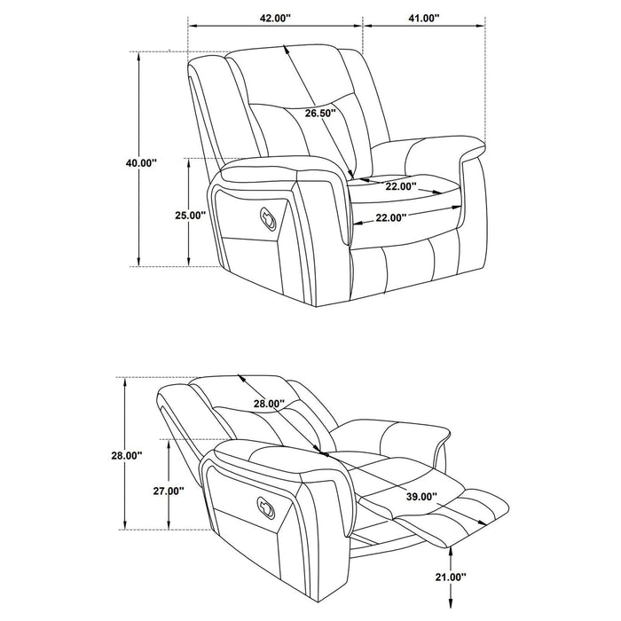 Conrad Upholstered Motion Glider Recliner Grey - Evans Furniture (CO)