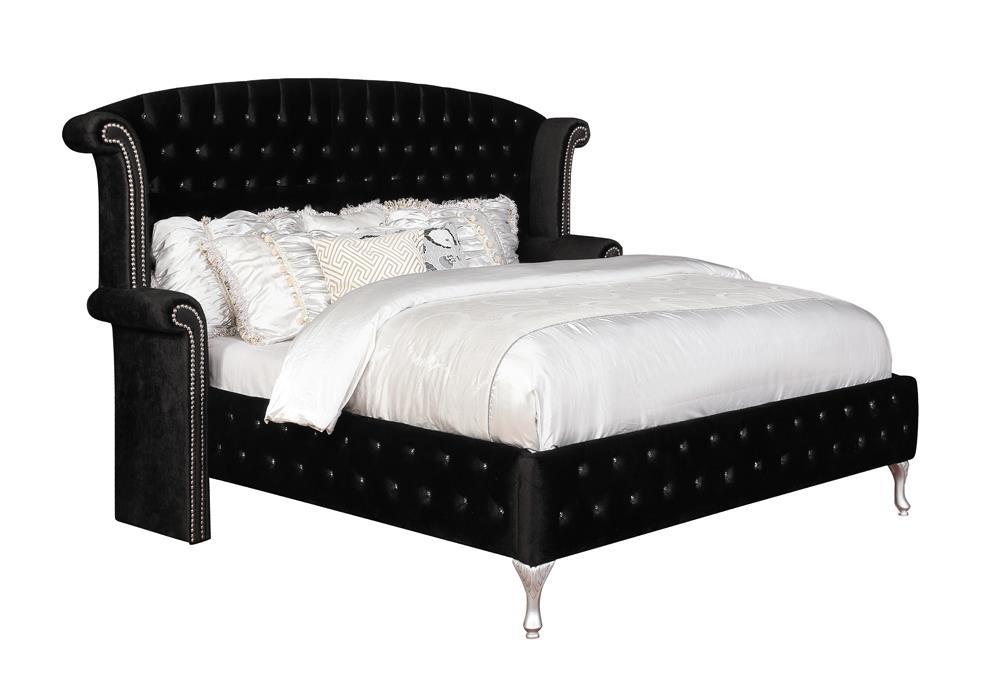 Deanna California King Tufted Upholstered Bed Black - Evans Furniture (CO)