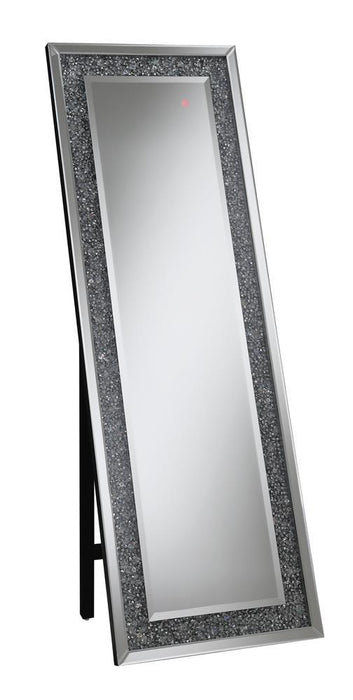 Carisi Rectangular Standing Mirror with LED Lighting Silver - Evans Furniture (CO)