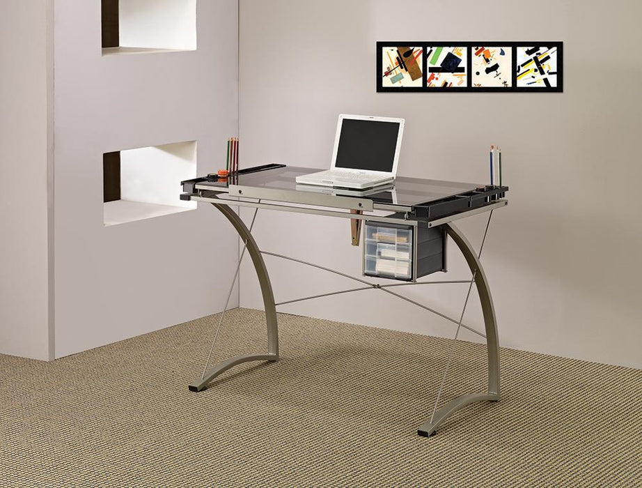 Melo 3-Drawer Drafting Desk Champagne - Evans Furniture (CO)