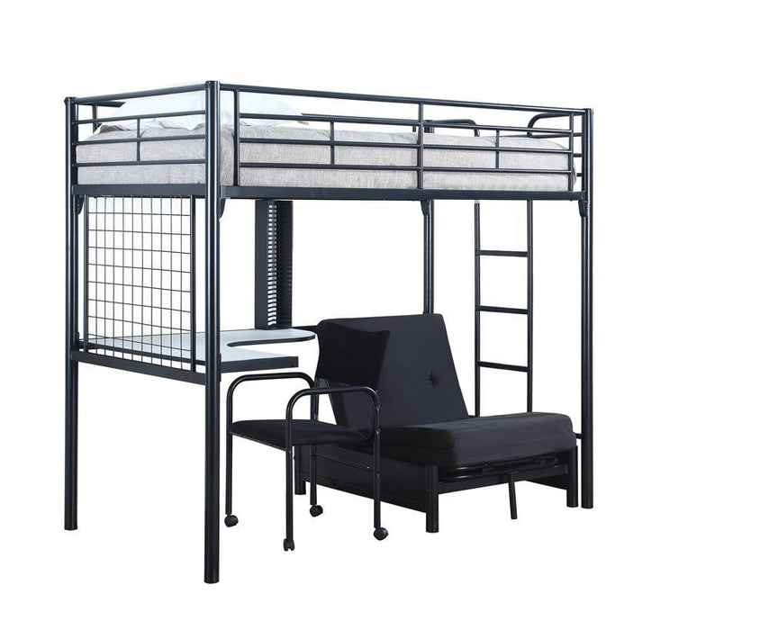 Jenner Twin Futon Workstation Loft Bed Black - Evans Furniture (CO)