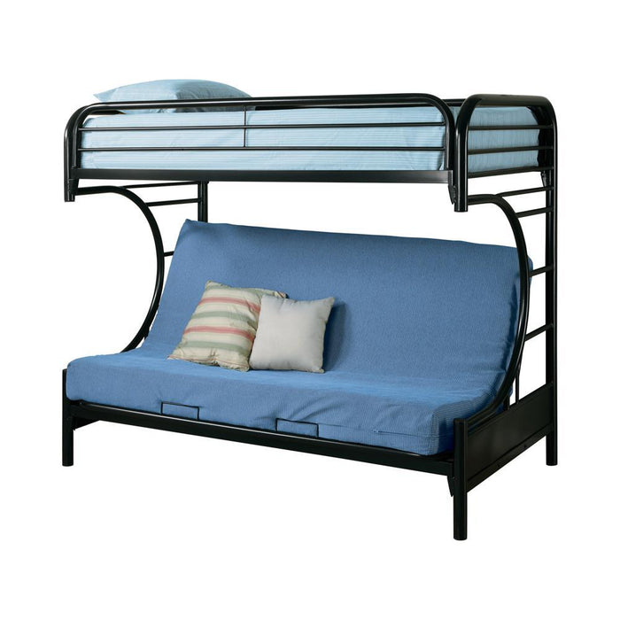 Montgomery Twin Over Futon Bunk Bed Glossy Black - Evans Furniture (CO)