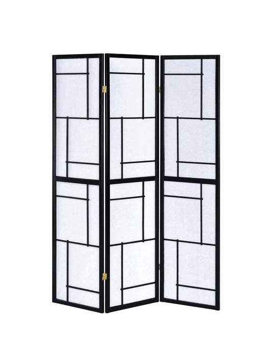 Damis 3-panel Folding Floor Screen Black and White - Evans Furniture (CO)