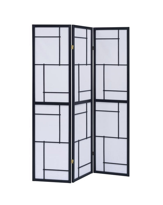 Damis 3-panel Folding Floor Screen Black and White - Evans Furniture (CO)