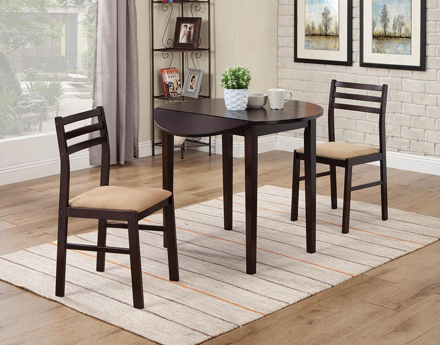 Bucknell 3-piece Dining Set with Drop Leaf Cappuccino and Tan - Evans Furniture (CO)