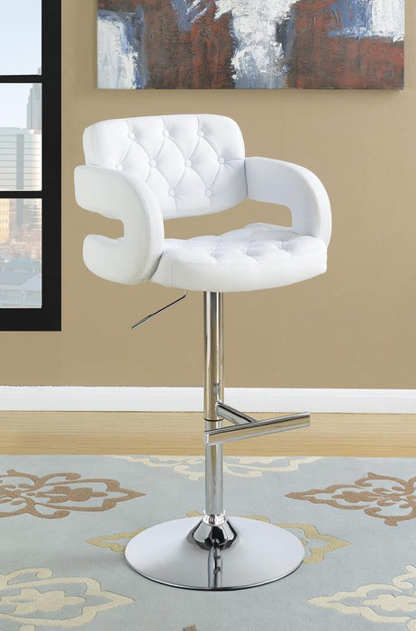 Brandi Adjustable Bar Stool Chrome and White - Evans Furniture (CO)