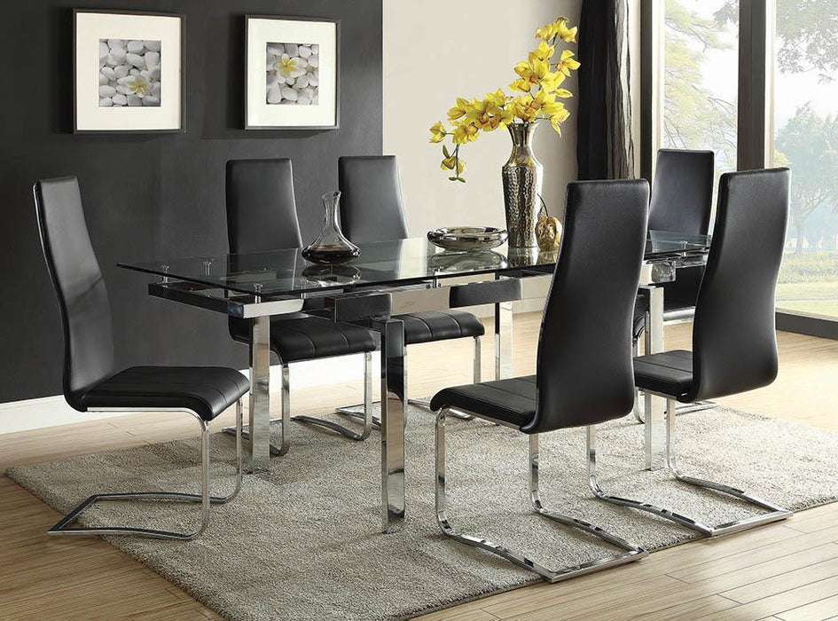 Montclair High Back Dining Chairs Black and Chrome (Set of 4) - Evans Furniture (CO)