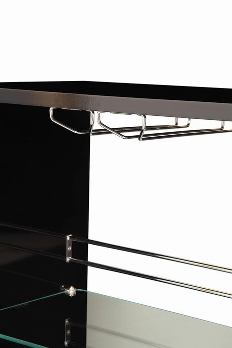 Adolfo 3-tier Bar Table Glossy Black and Clear - Evans Furniture (CO)