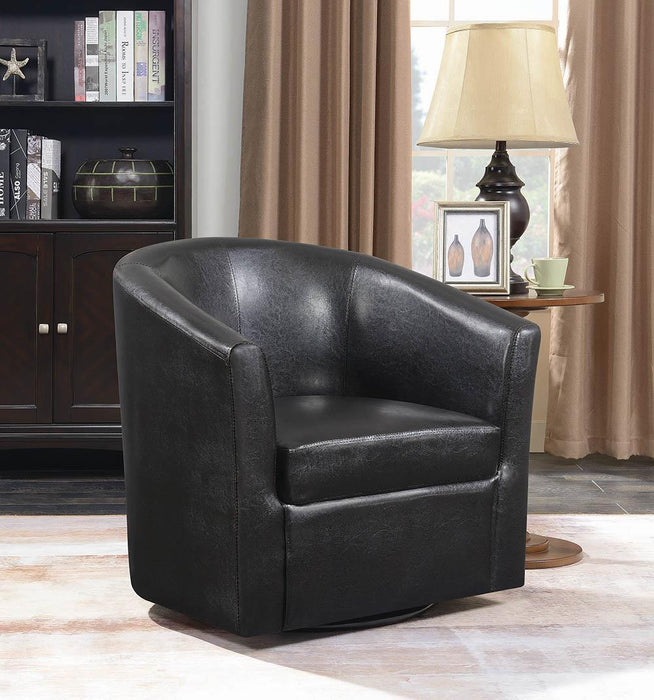 Turner Upholstery Sloped Arm Accent Swivel Chair Dark Brown - Evans Furniture (CO)