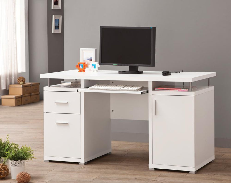 Tracy 2-drawer Computer Desk White - Evans Furniture (CO)