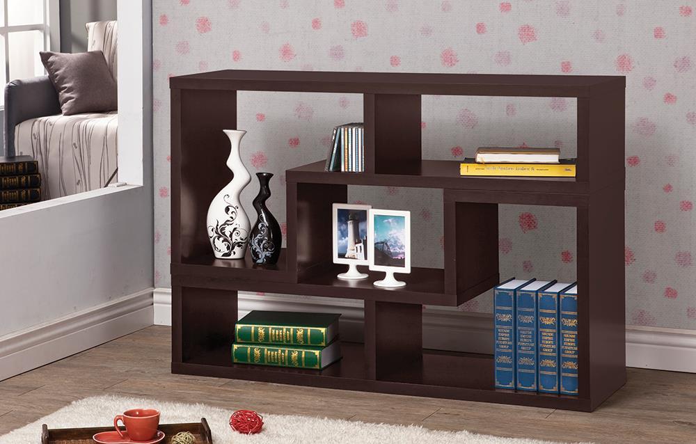 Velma Convertible TV Console and Bookcase Cappuccino - Evans Furniture (CO)