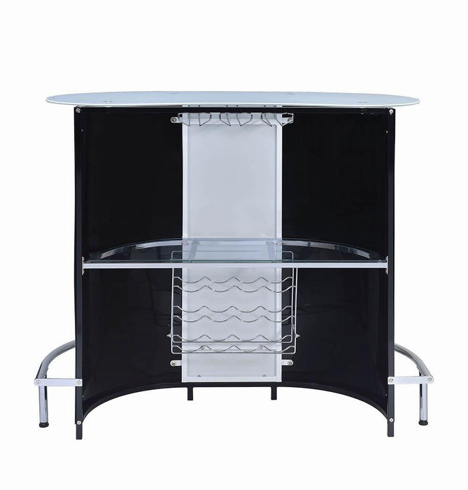 Lacewing 1-shelf Bar Unit Glossy Black and White - Evans Furniture (CO)