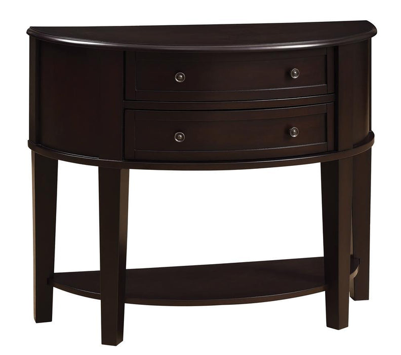 Diane 2-drawer Demilune Shape Console Table Cappuccino - Evans Furniture (CO)