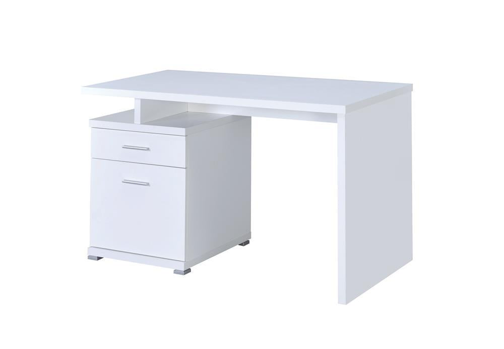 Irving 2-drawer Office Desk with Cabinet White - Evans Furniture (CO)