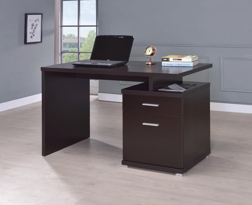 Irving 2-drawer Office Desk with Cabinet Cappuccino - Evans Furniture (CO)