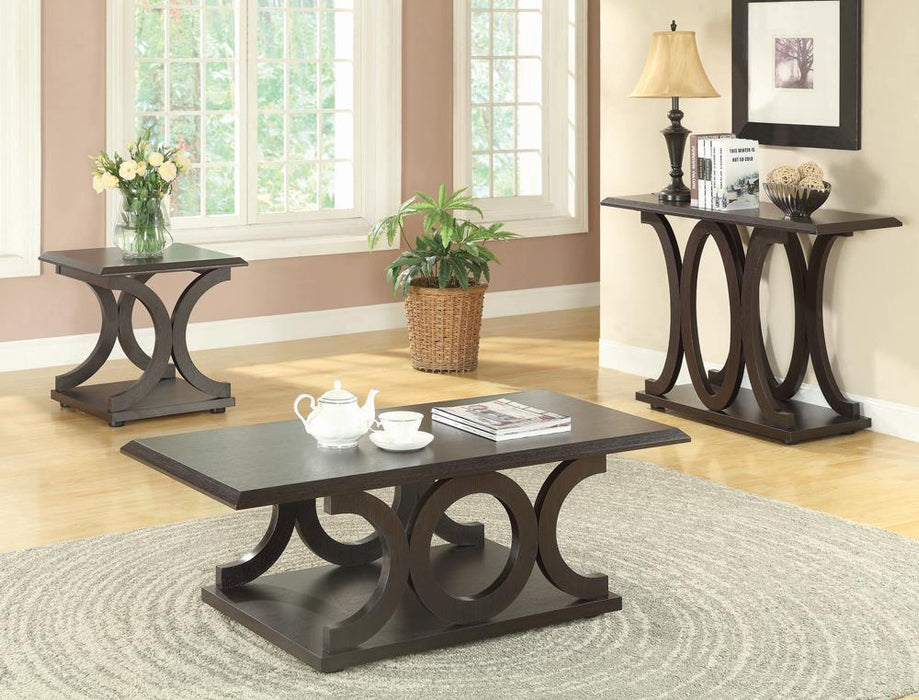 Shelly C-shaped Base End Table Cappuccino - Evans Furniture (CO)