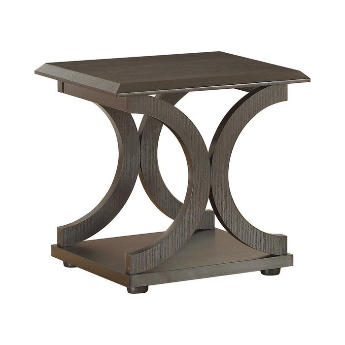 Shelly C-shaped Base End Table Cappuccino - Evans Furniture (CO)