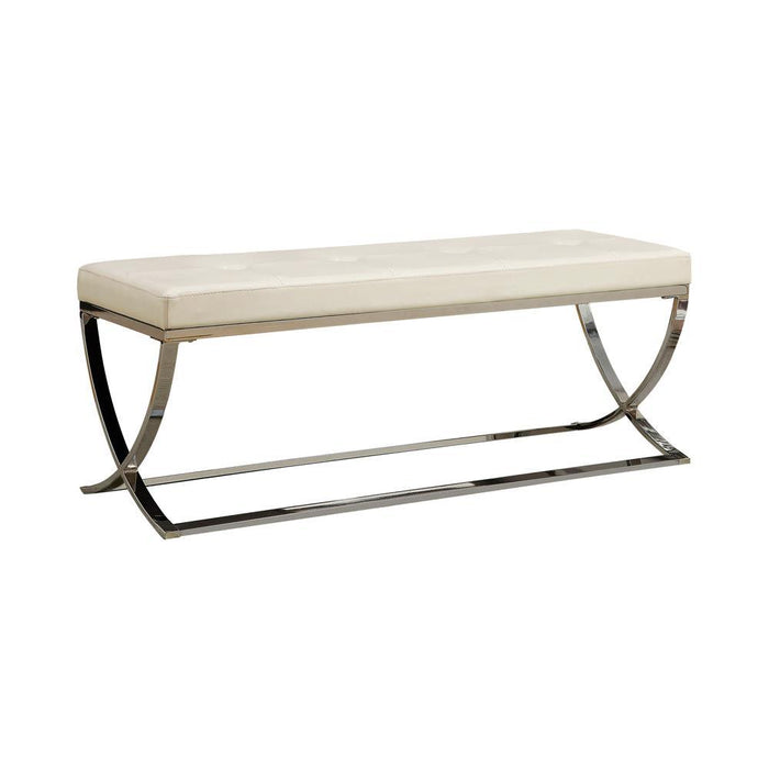 Walton Bench with Metal Base White and Chrome - Evans Furniture (CO)