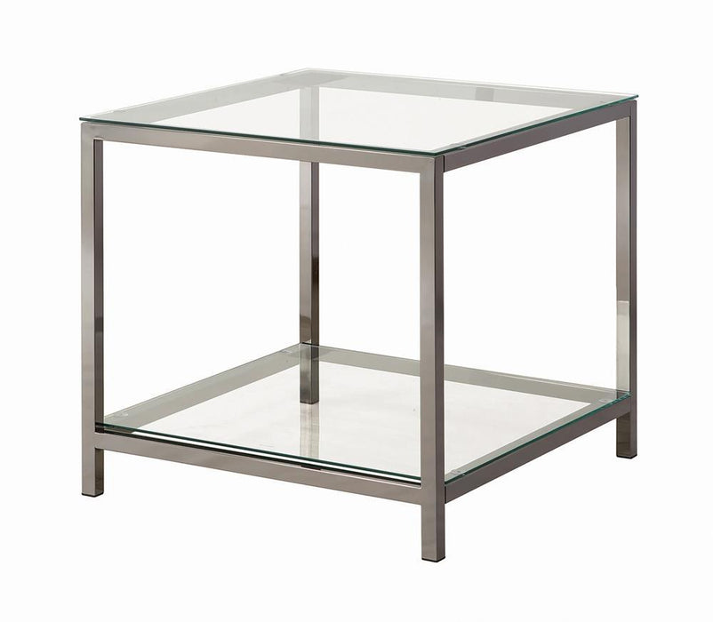 Trini End Table with Glass Shelf Black Nickel - Evans Furniture (CO)