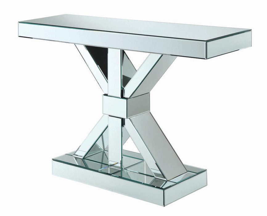 Lurlynn X-shaped Base Console Table Clear Mirror - Evans Furniture (CO)