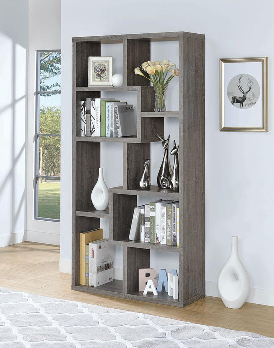 Theo 10-shelf Bookcase Weathered Grey - Evans Furniture (CO)