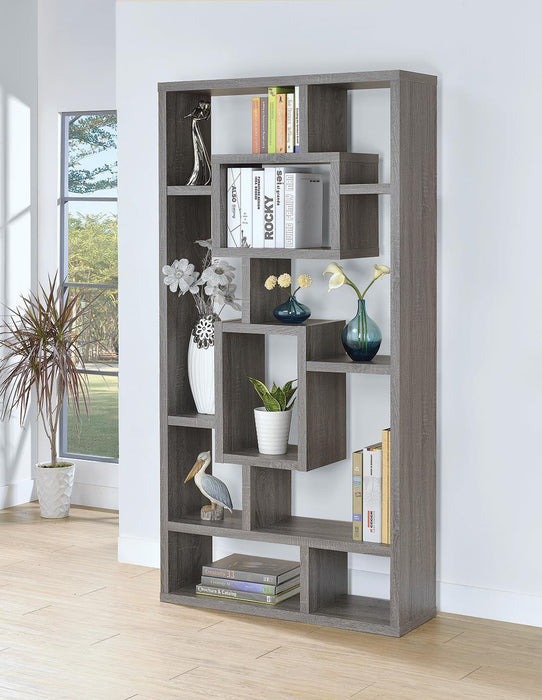 Howie 10-shelf Bookcase Weathered Grey - Evans Furniture (CO)