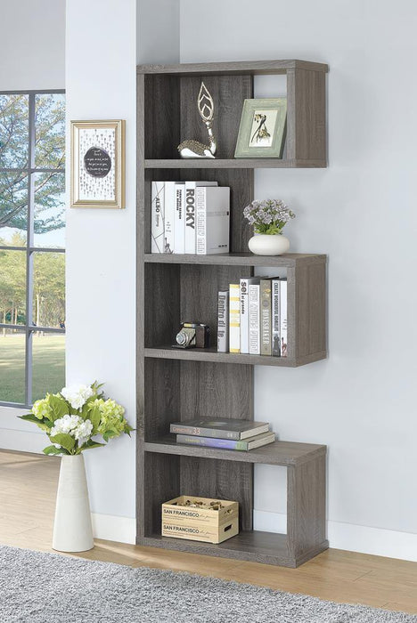 Joey 5-tier Bookcase Weathered Grey - Evans Furniture (CO)
