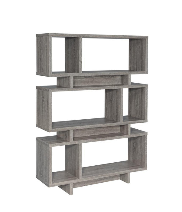 Reid 3-tier Geometric Bookcase Weathered Grey - Evans Furniture (CO)