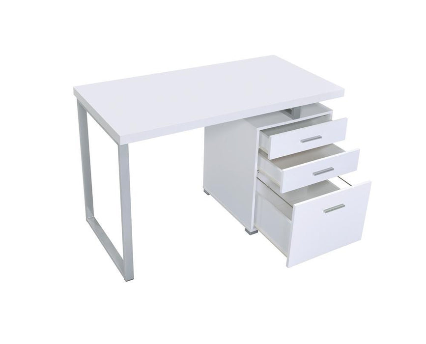 Brennan 3-drawer Office Desk White - Evans Furniture (CO)