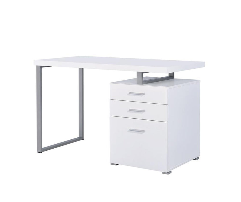 Brennan 3-drawer Office Desk White - Evans Furniture (CO)