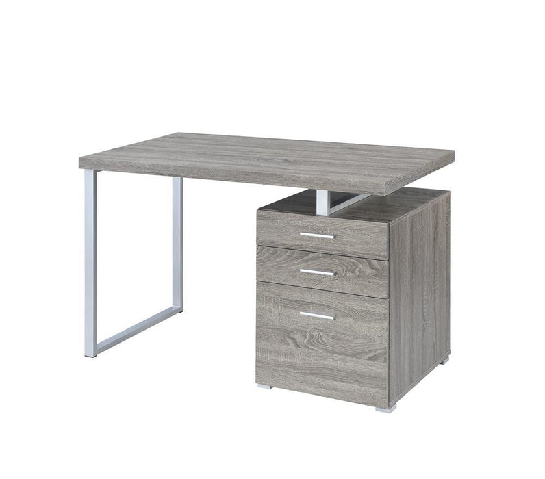 Brennan 3-drawer Office Desk Weathered Grey - Evans Furniture (CO)