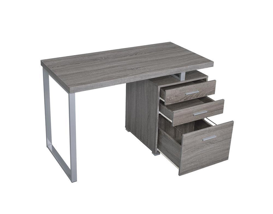 Brennan 3-drawer Office Desk Weathered Grey - Evans Furniture (CO)