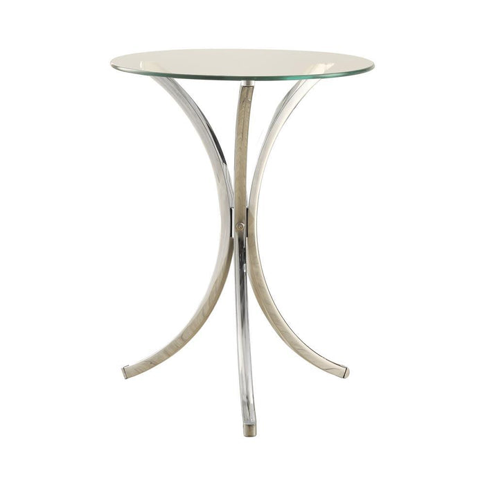 Eloise Round Accent Table with Curved Legs Chrome - Evans Furniture (CO)