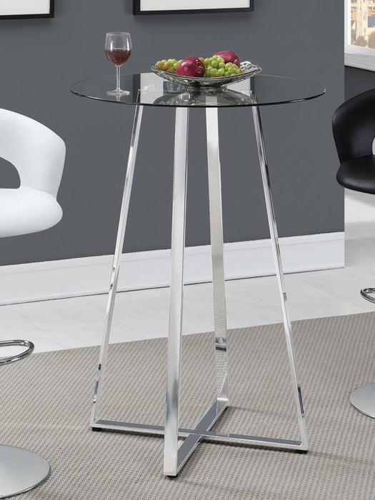 Zanella Glass Top Bar Table Chrome - Evans Furniture (CO)